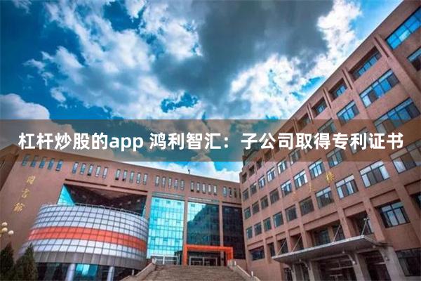 杠杆炒股的app 鸿利智汇：子公司取得专利证书