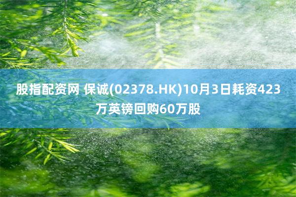 股指配资网 保诚(02378.HK)10月3日耗资423万英镑回购60万股