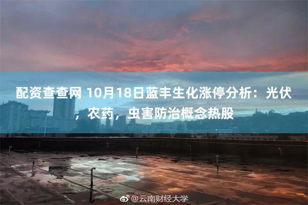 配资查查网 10月18日蓝丰生化涨停分析：光伏，农药，虫害防治概念热股