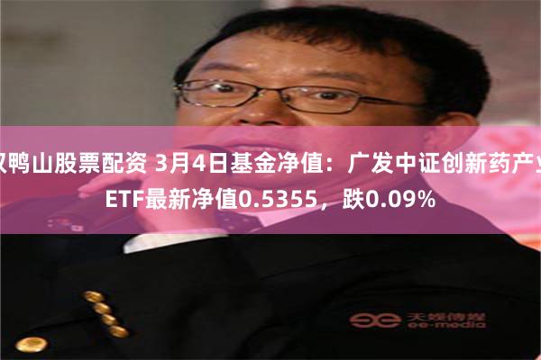 双鸭山股票配资 3月4日基金净值：广发中证创新药产业ETF最新净值0.5355，跌0.09%